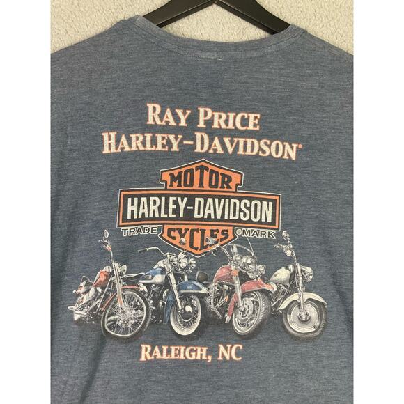 Harley Davidson Raleigh NC Dealer Shirt Men’s 2XL Blue Graphic Biker Tee - Picture 10 of 10